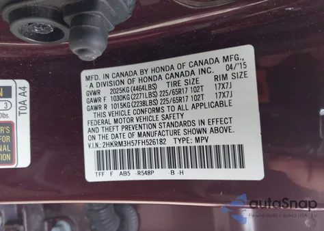 2015 Honda Cr-V Ex from USA, damaged, VIN 2HKRM3H57FH526182